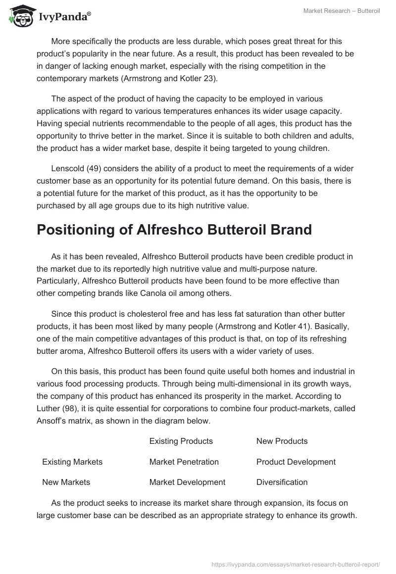 Market Research – Butteroil. Page 2