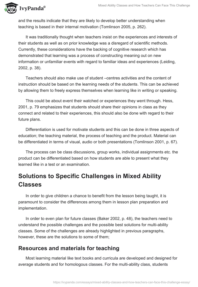 Mixed Ability Classes and How Teachers Can Face This Challenge. Page 5
