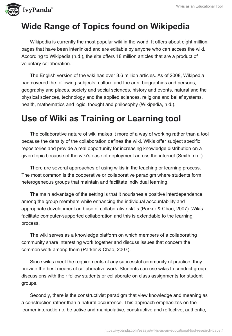 Wikis as an Educational Tool. Page 2
