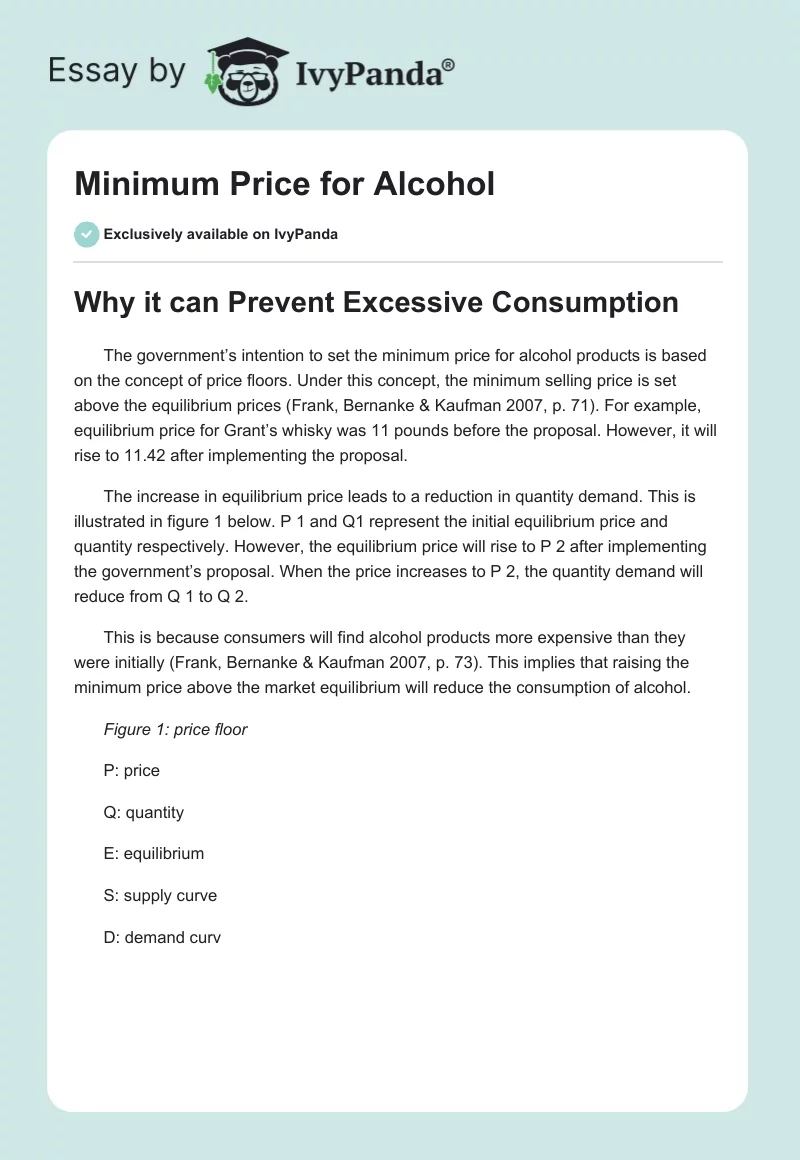 Minimum Price for Alcohol. Page 1