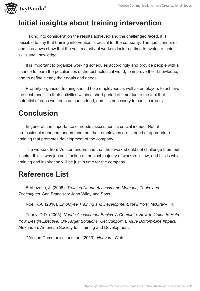 Verizon Communications Inc.'s Organizational Needs. Page 4