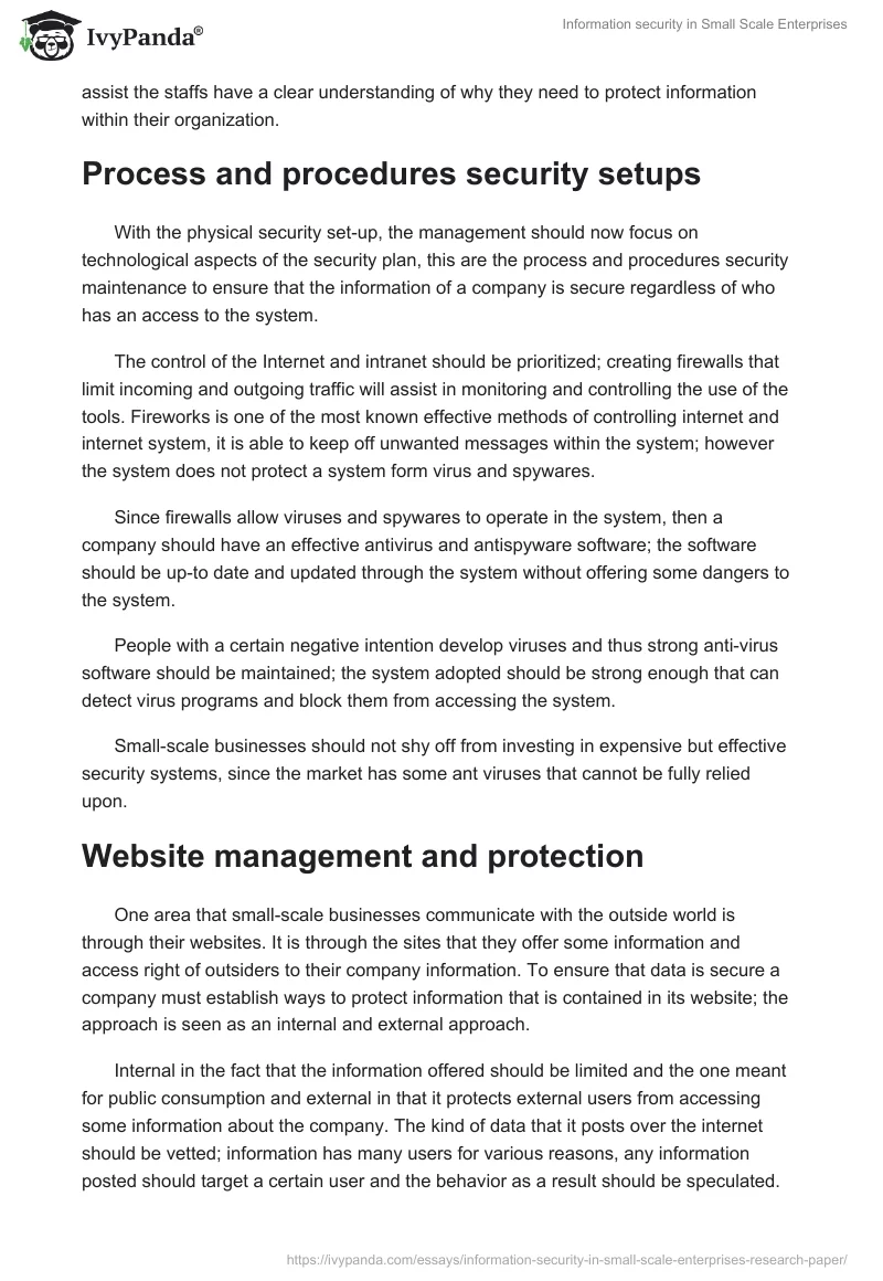 Information security in Small Scale Enterprises. Page 3