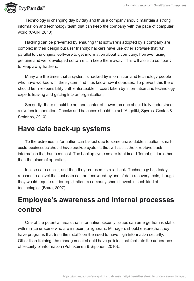 Information security in Small Scale Enterprises. Page 5