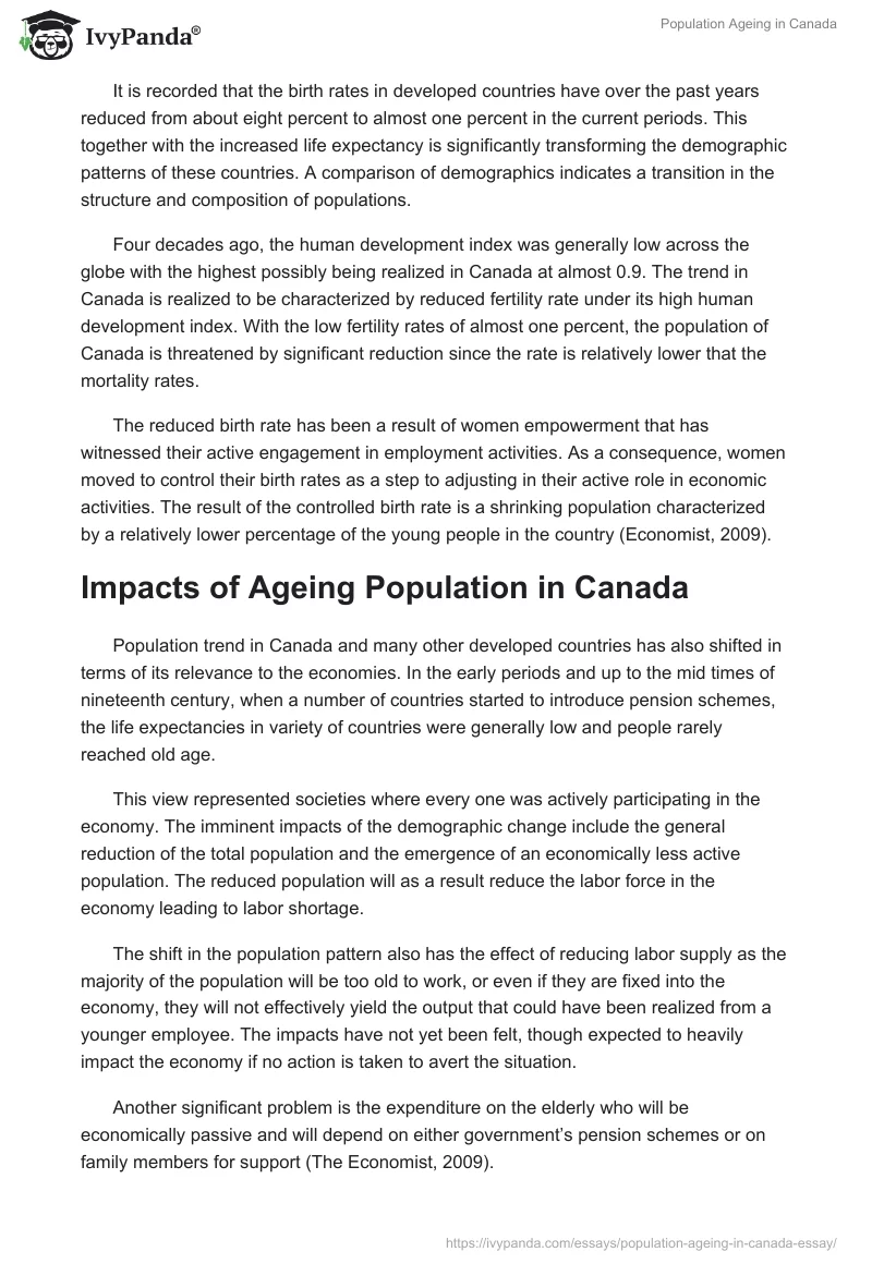 Population Ageing in Canada. Page 3