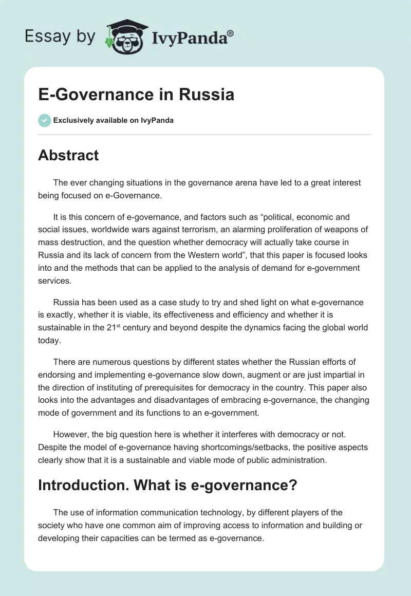 E-Governance in Russia. Page 1