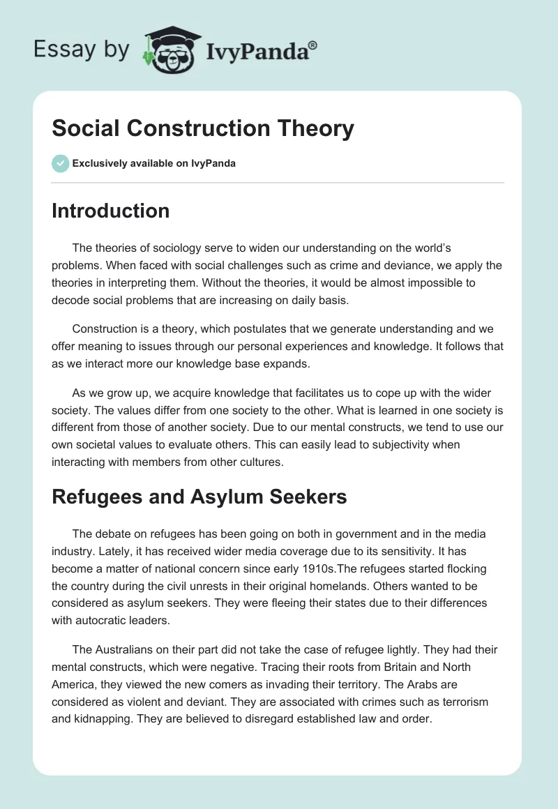 Social Construction Theory. Page 1