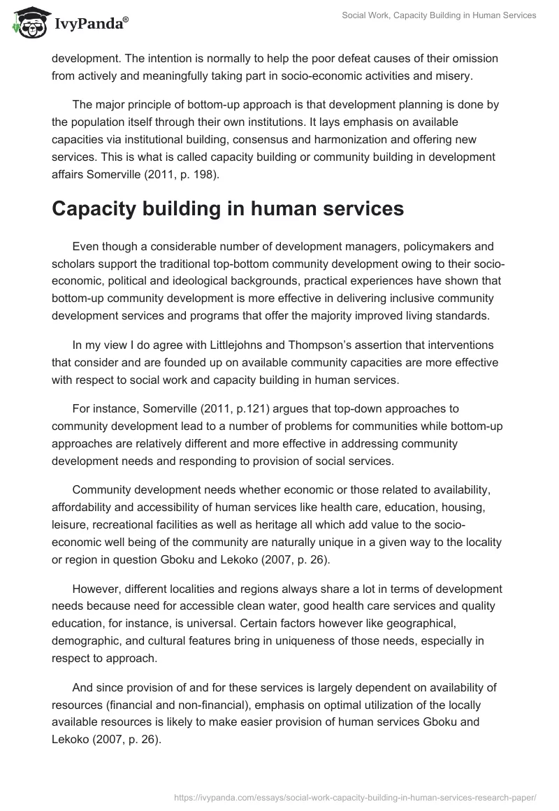 Social Work, Capacity Building in Human Services. Page 4