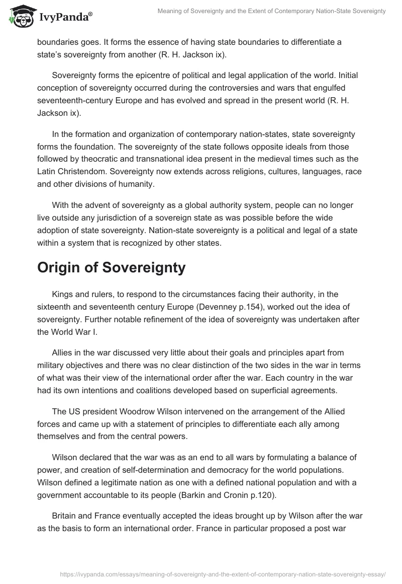 Meaning of Sovereignty and the Extent of Contemporary Nation-State Sovereignty. Page 2