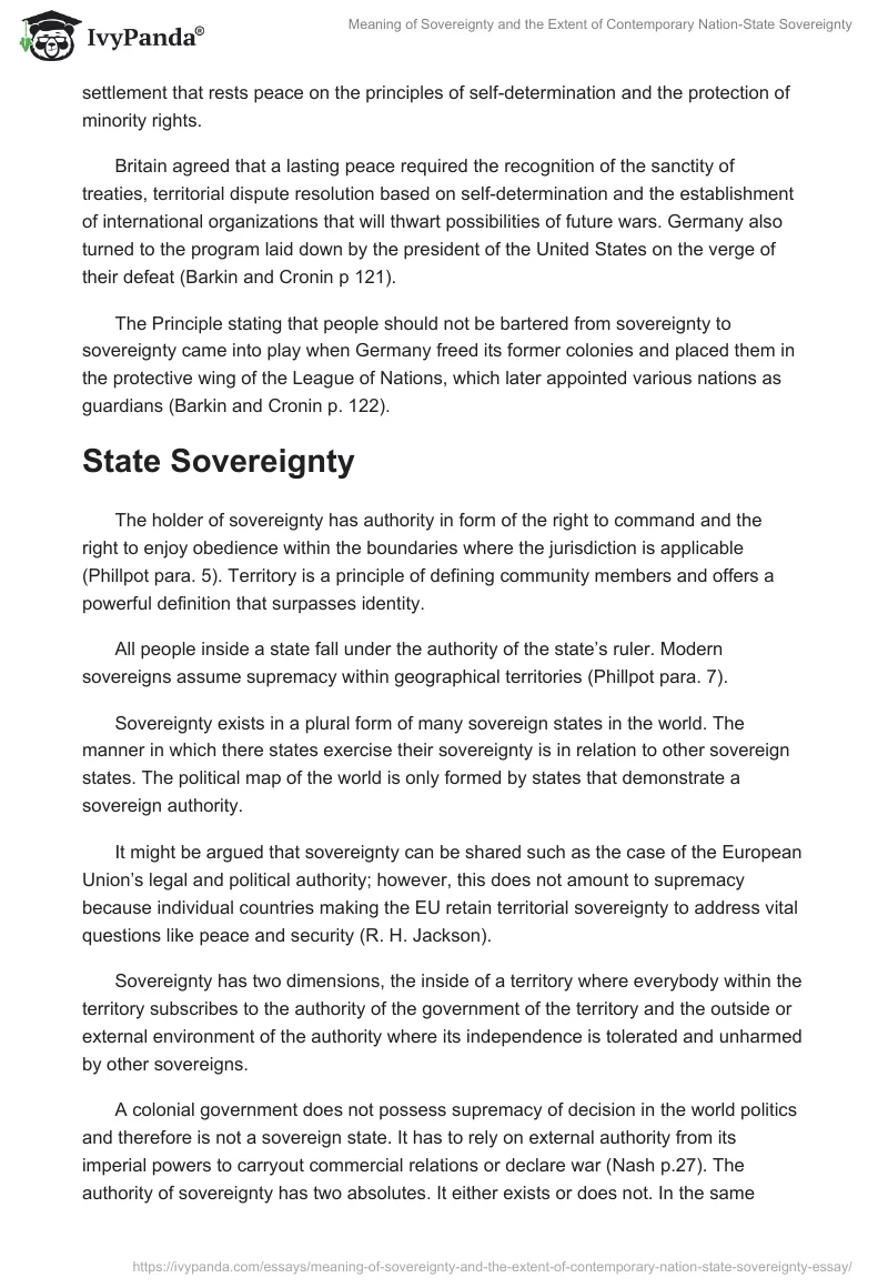 Meaning of Sovereignty and the Extent of Contemporary Nation-State Sovereignty. Page 3