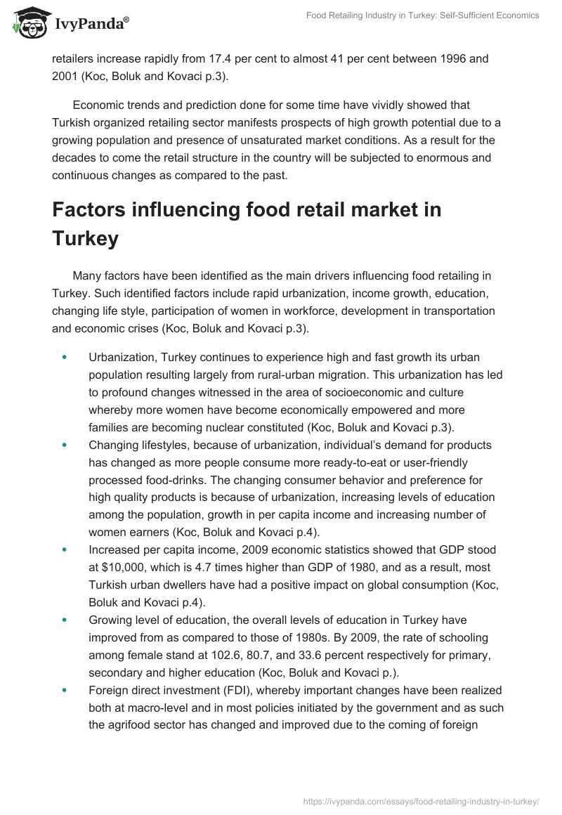 Food Retailing Industry in Turkey: Self-Sufficient Economics. Page 5