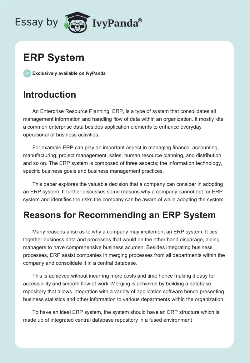 ERP System. Page 1