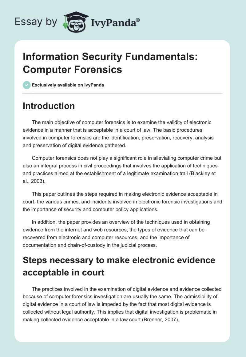 computer forensics term paper topics