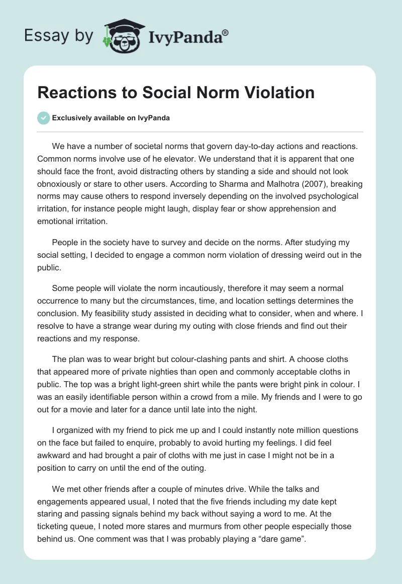 social norm violation assignment