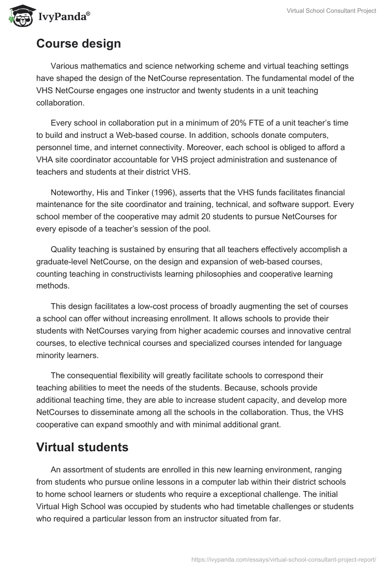 Virtual School Consultant Project. Page 5