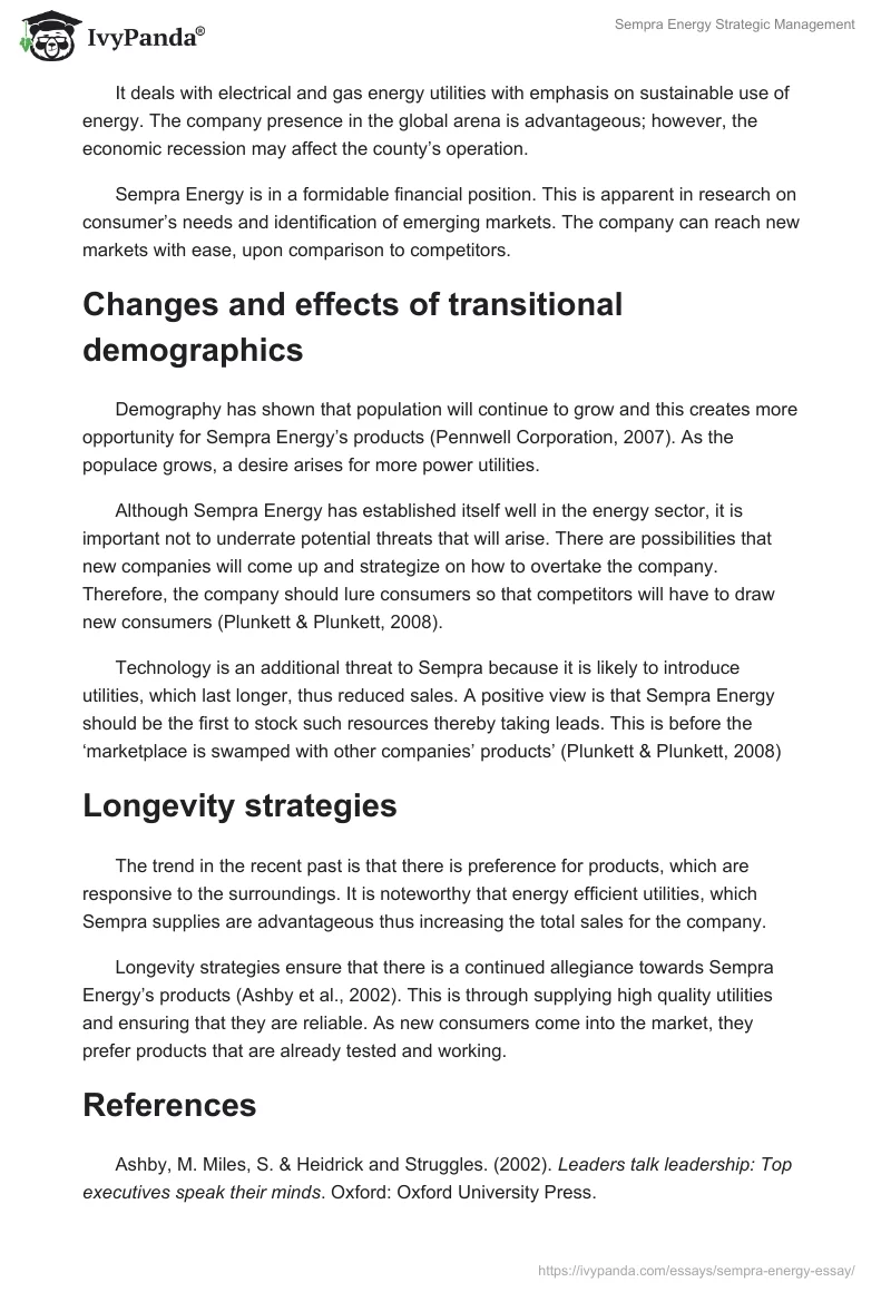Sempra Energy Strategic Management. Page 2
