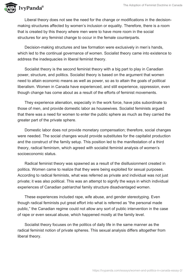 The Adoption of Feminist Doctrine in Canada. Page 3