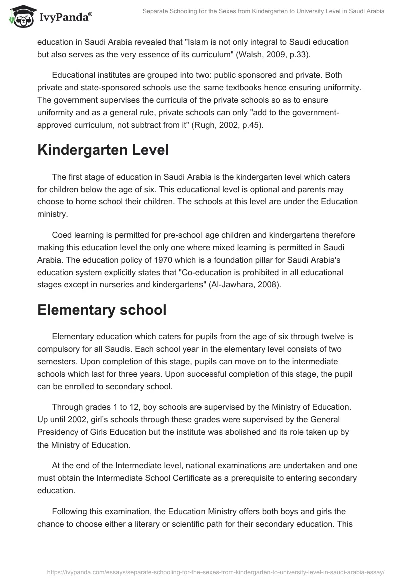 Separate Schooling for the Sexes from Kindergarten to University Level in Saudi Arabia. Page 3