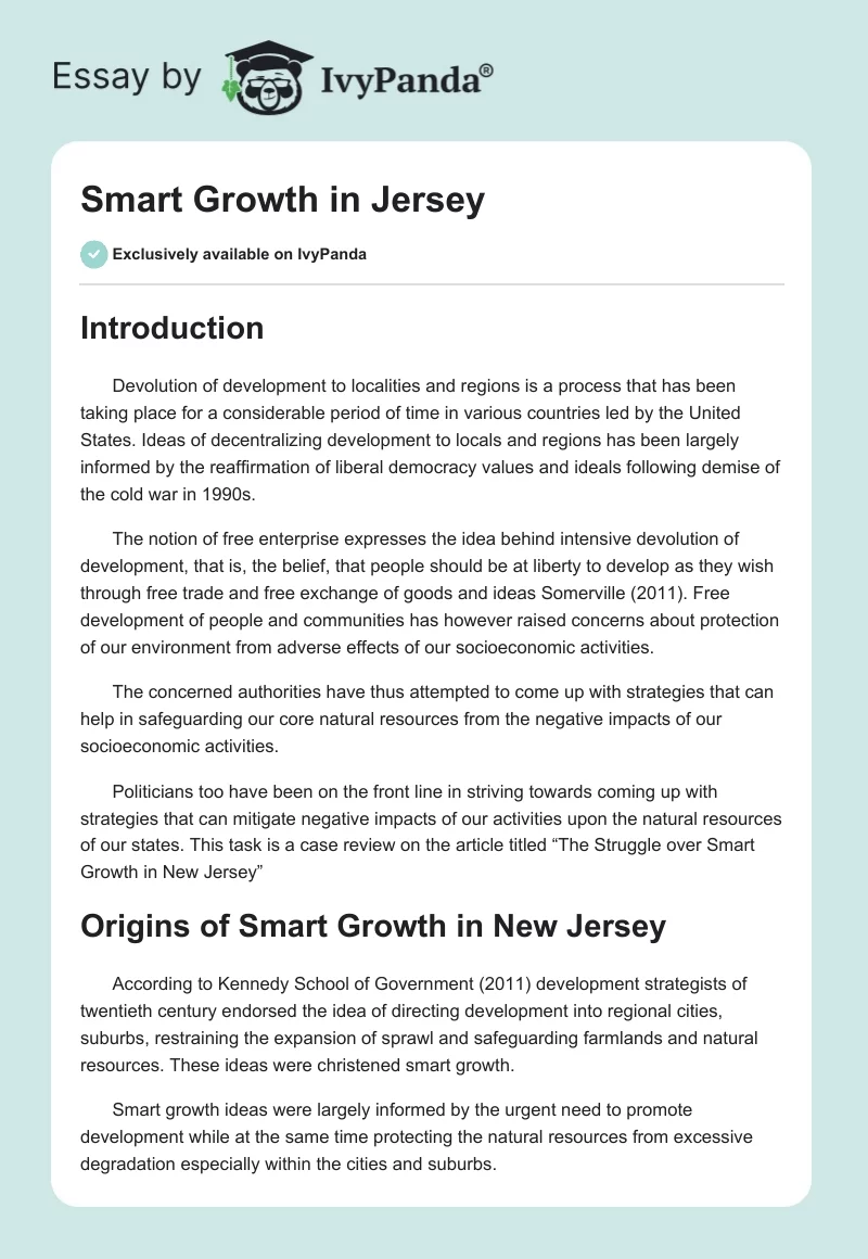 Smart Growth in Jersey. Page 1