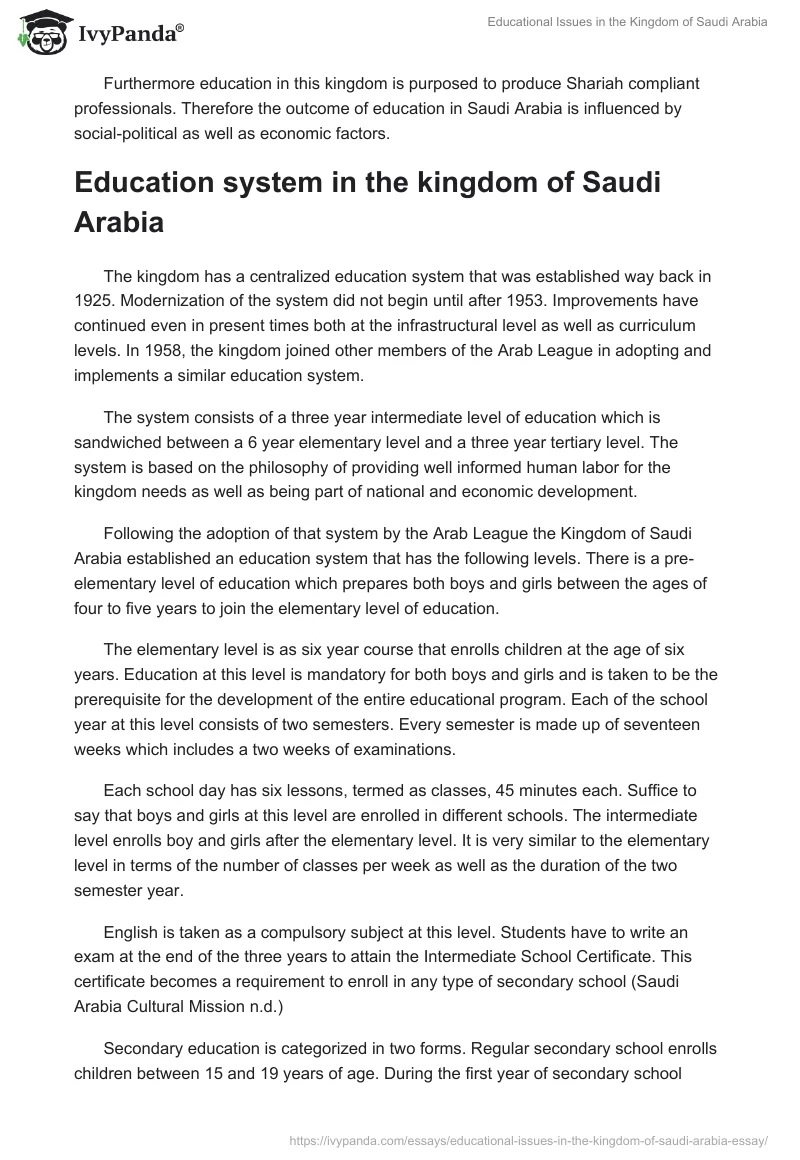 Educational Issues in the Kingdom of Saudi Arabia. Page 2