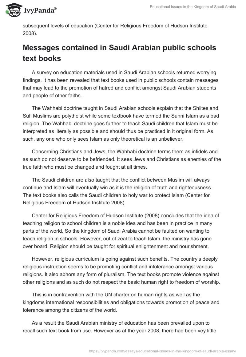 Educational Issues in the Kingdom of Saudi Arabia. Page 5