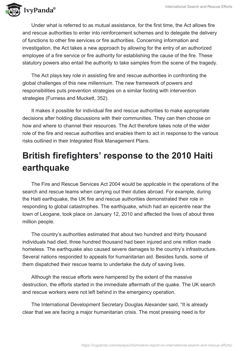 International Search and Rescue Efforts. Page 3