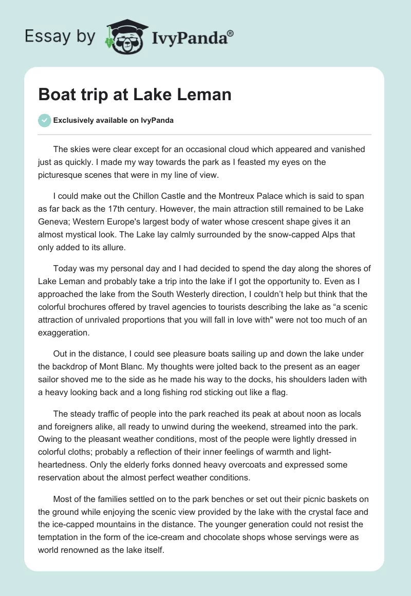 Boat trip at Lake Leman. Page 1
