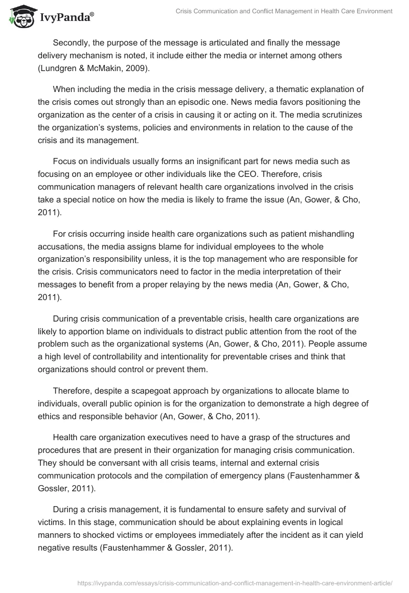 Crisis Communication and Conflict Management in Health Care Environment. Page 3