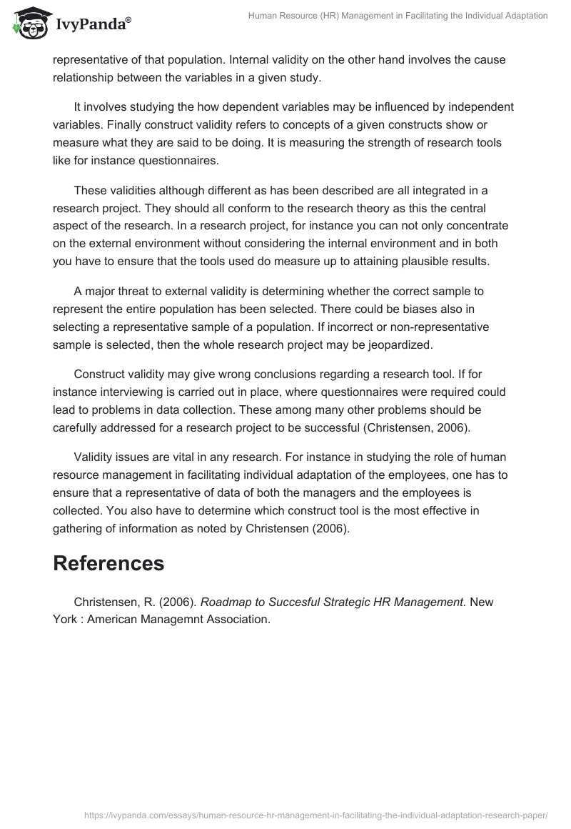 Human Resource (HR) Management in Facilitating the Individual Adaptation. Page 2