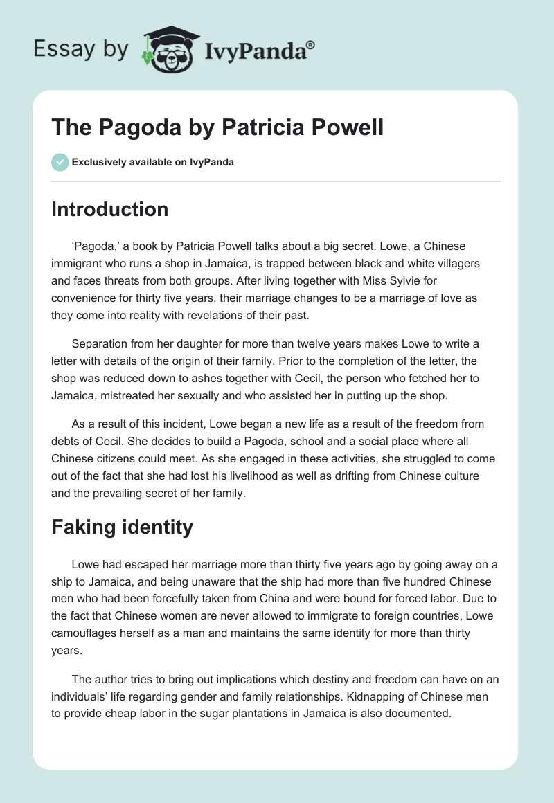 The Pagoda by Patricia Powell. Page 1