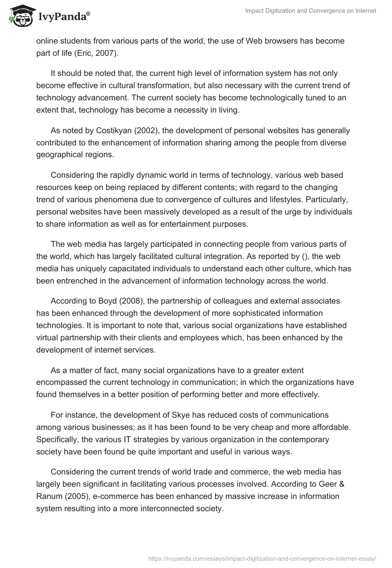 Impact Digitization and Convergence on Internet. Page 3