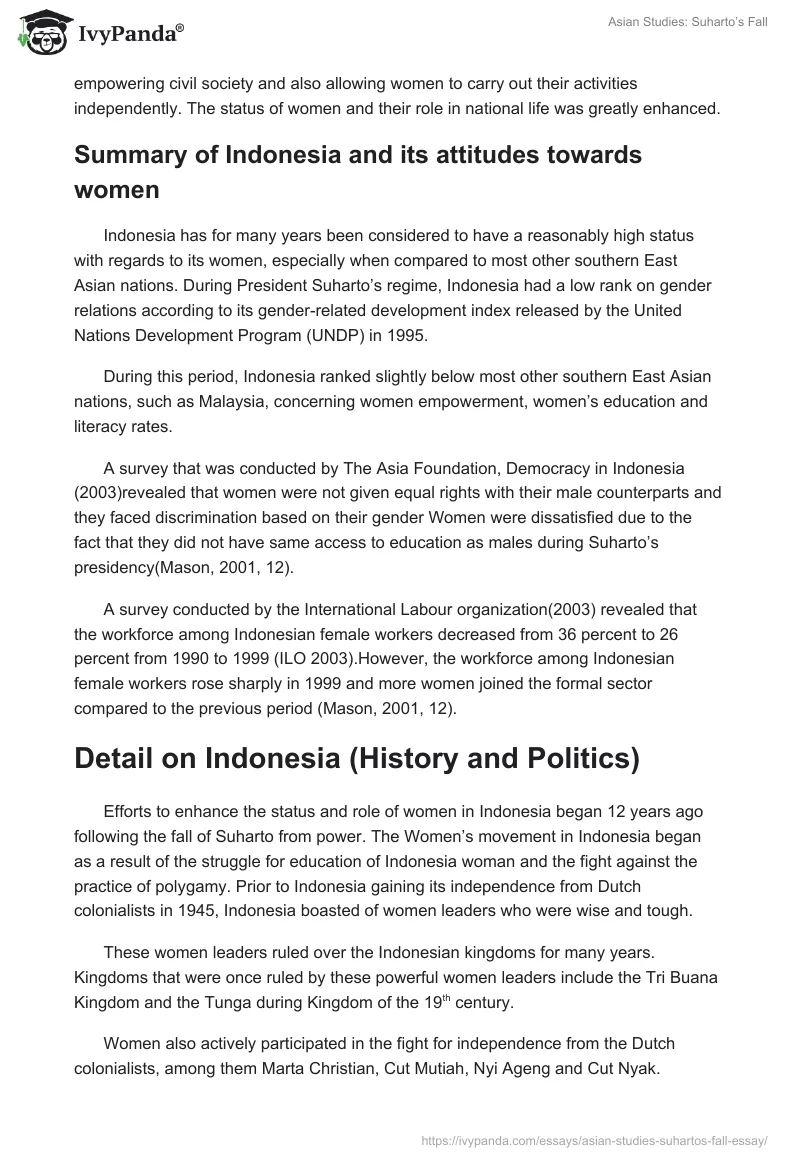 Asian Studies: Suharto’s Fall. Page 3