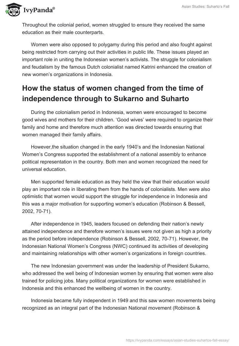 Asian Studies: Suharto’s Fall. Page 4