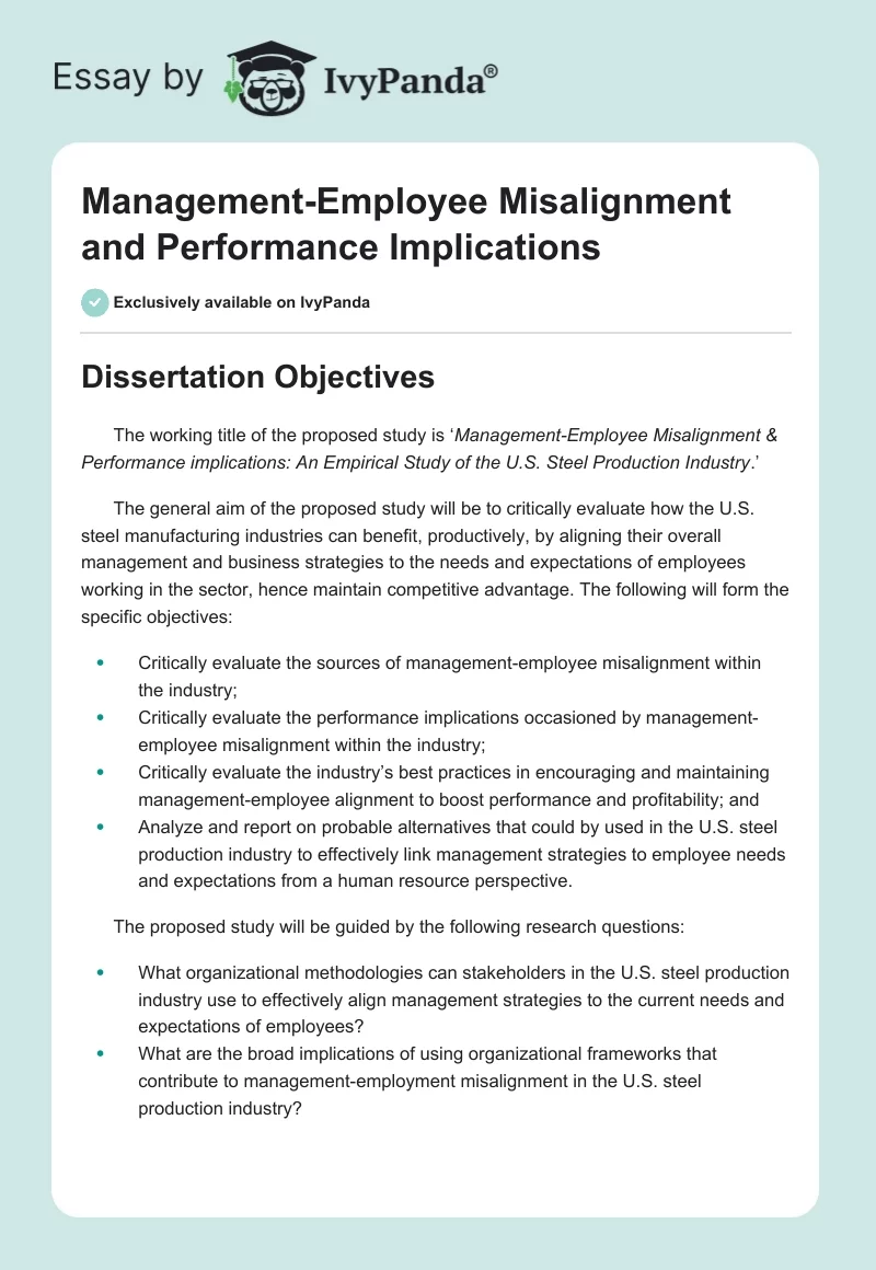 Management-Employee Misalignment and Performance Implications. Page 1