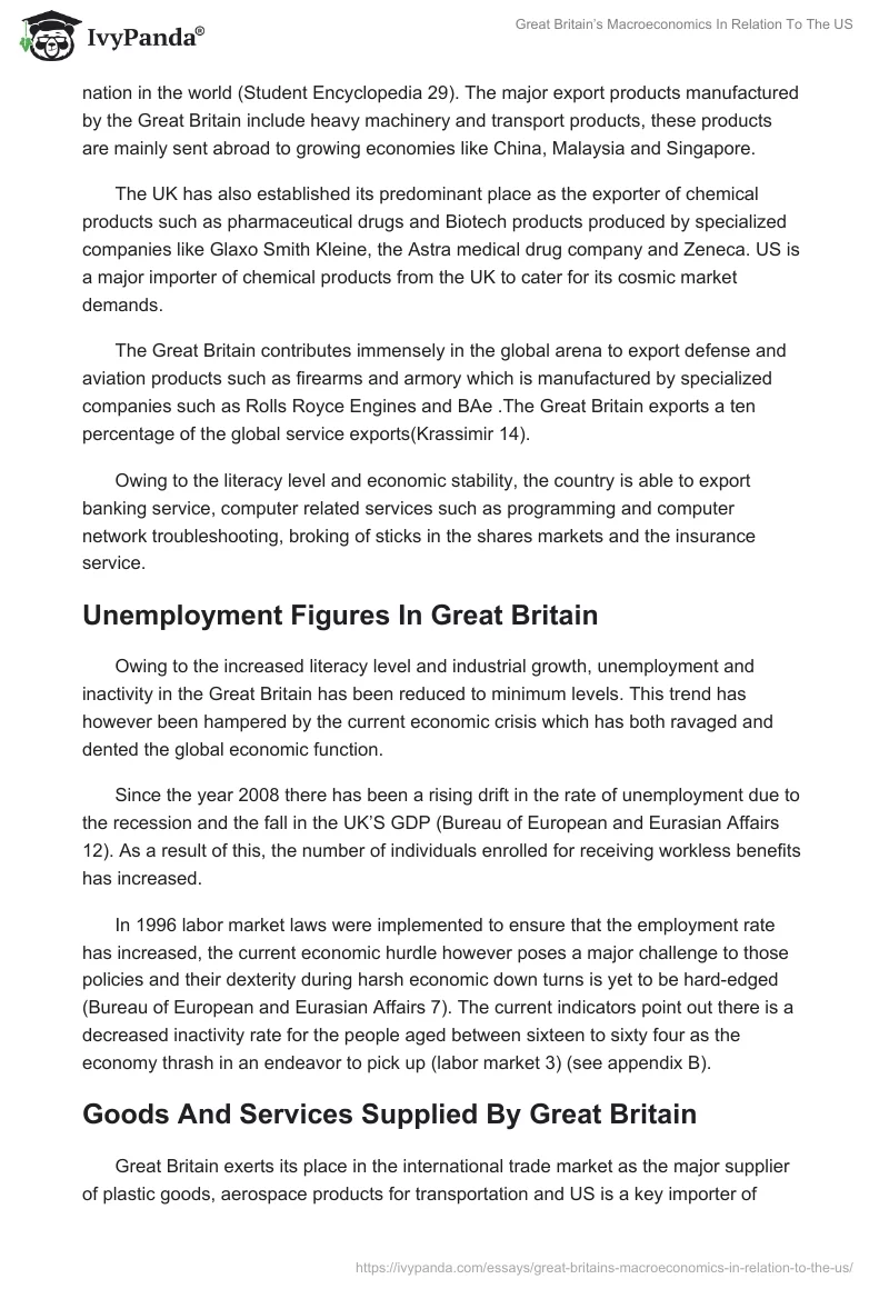 Great Britain’s Macroeconomics In Relation To The US. Page 4