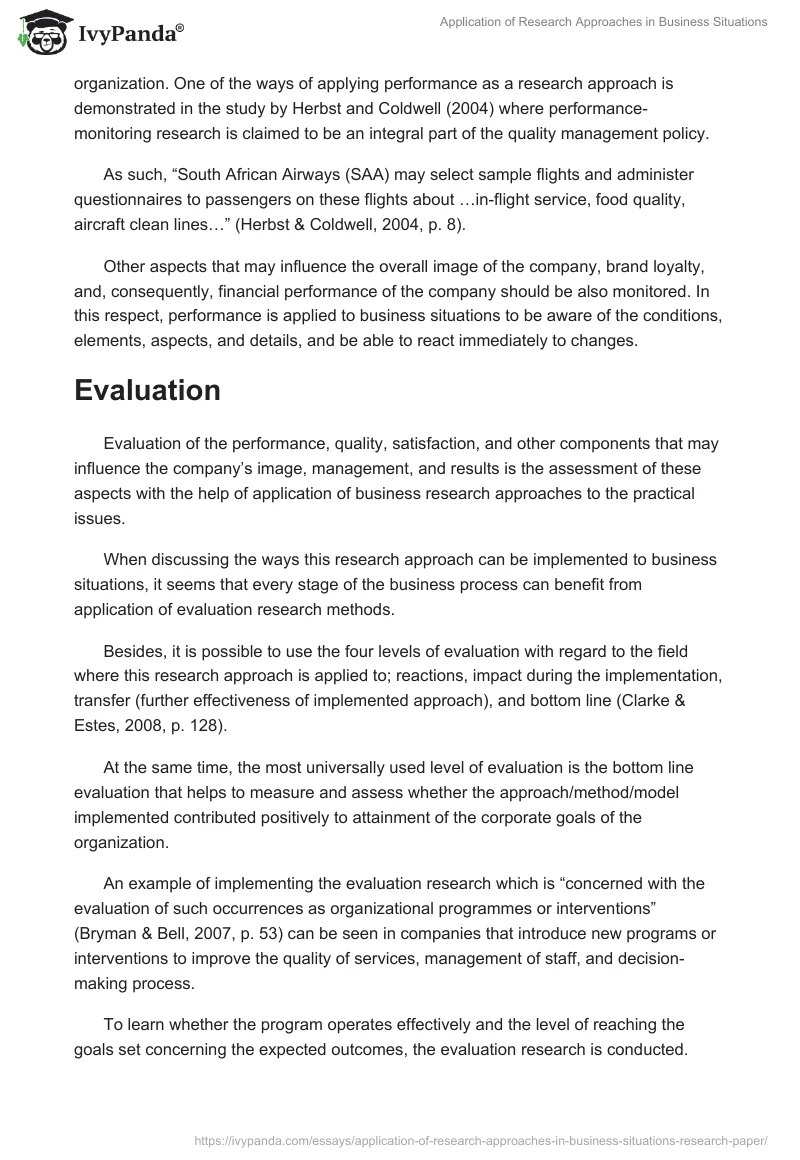 Application of Research Approaches in Business Situations. Page 2