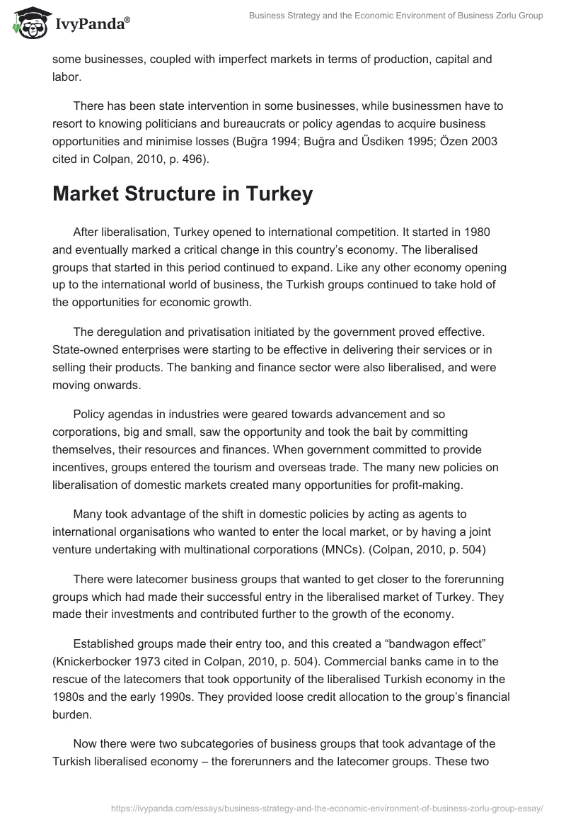 Business Strategy and the Economic Environment of Business Zorlu Group. Page 5