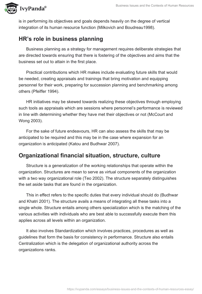 Business Issues and the Contexts of Human Resources. Page 3