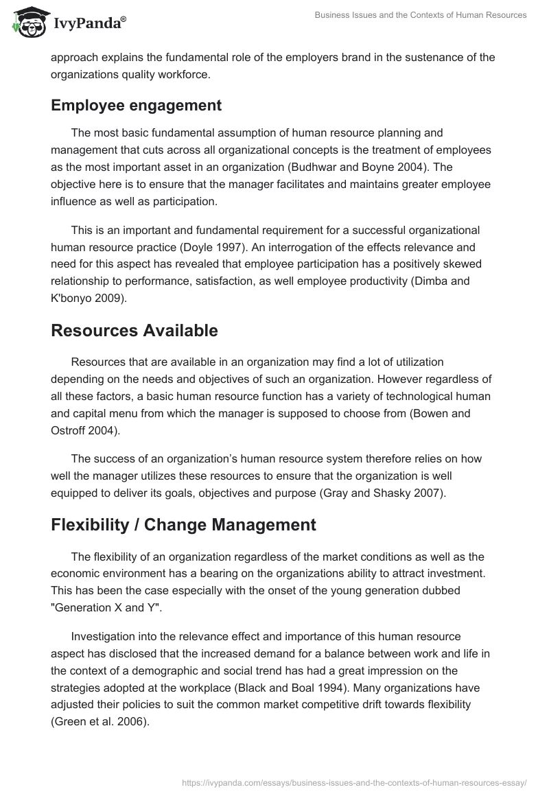 Business Issues and the Contexts of Human Resources. Page 5