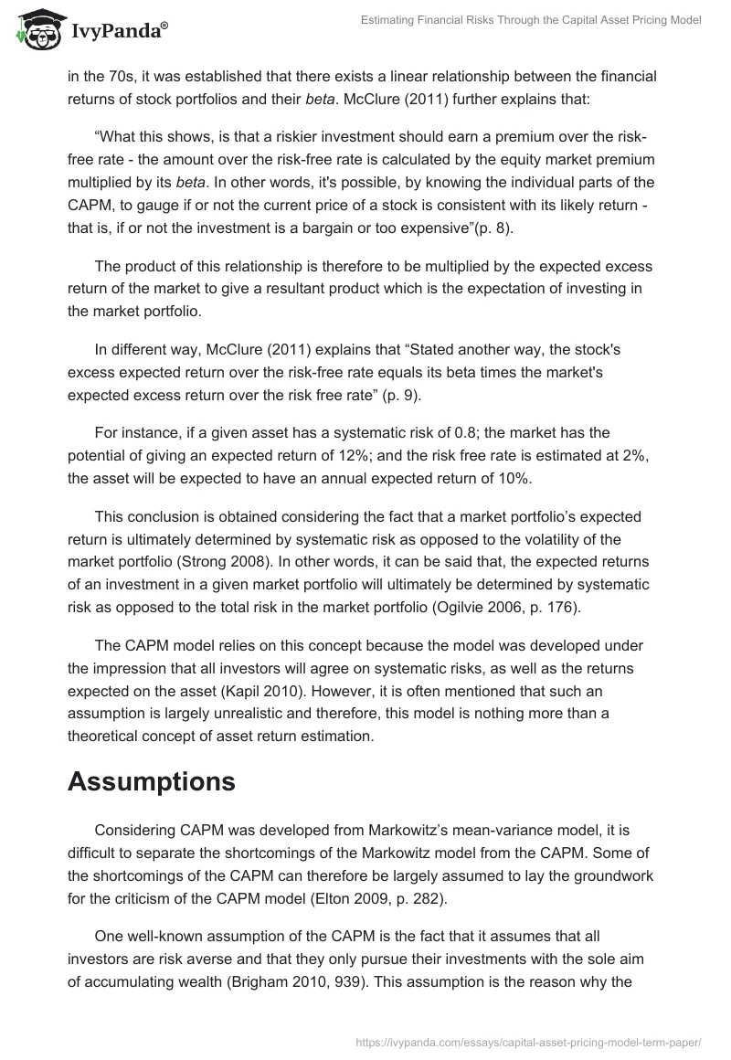 Estimating Financial Risks Through the Capital Asset Pricing Model. Page 4