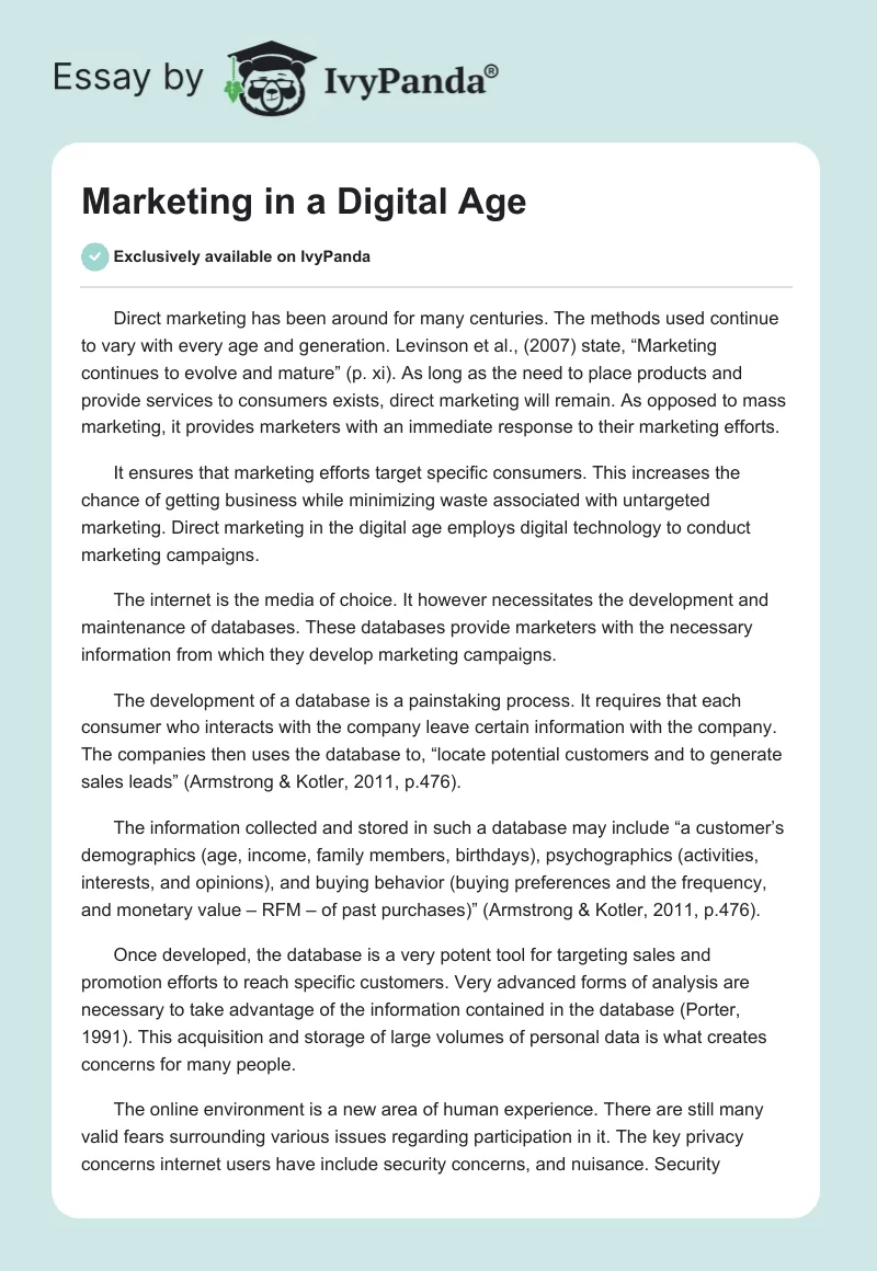 Marketing in a Digital Age. Page 1