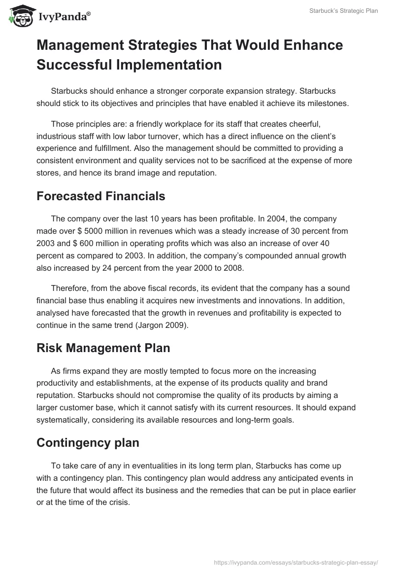 Starbuck’s Strategic Plan. Page 3