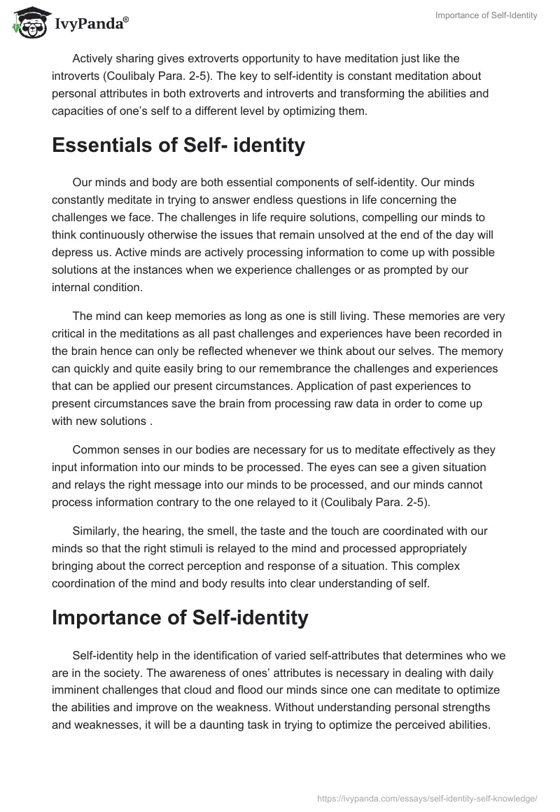 Importance of Self-Identity. Page 2