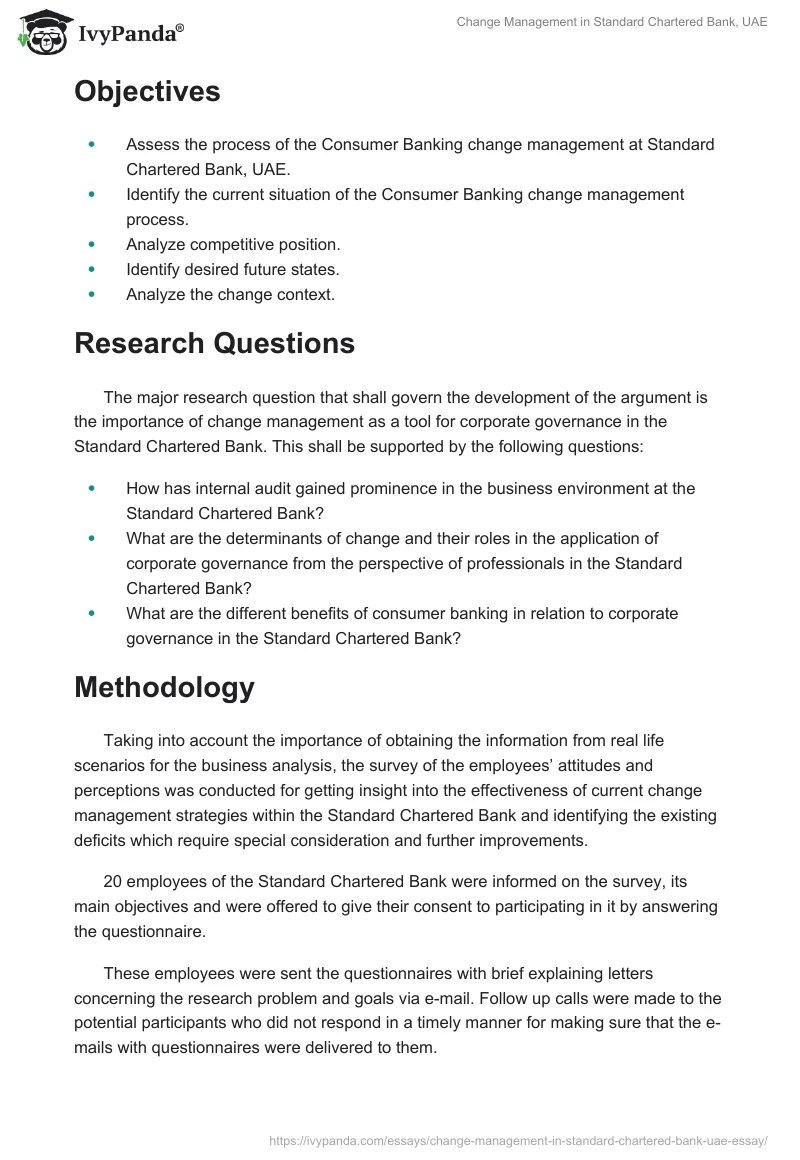 Change Management in Standard Chartered Bank, UAE. Page 2