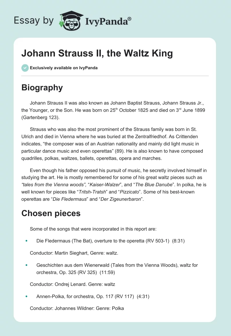 Johann Strauss II, the Waltz King. Page 1