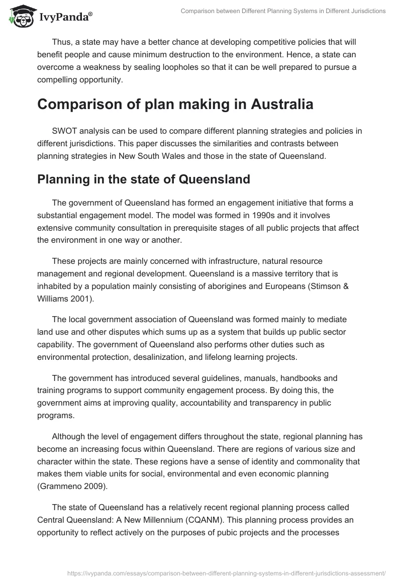 Comparison between Different Planning Systems in Different Jurisdictions. Page 5