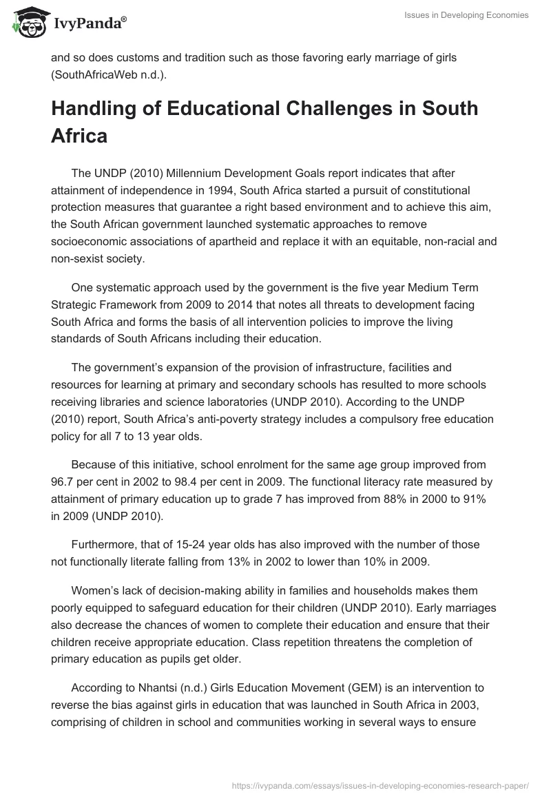 Issues in Developing Economies. Page 3