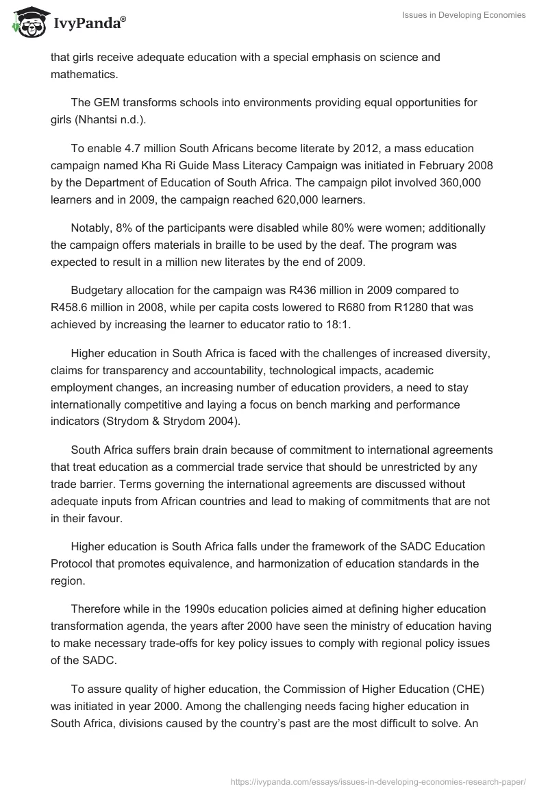 Issues in Developing Economies. Page 4