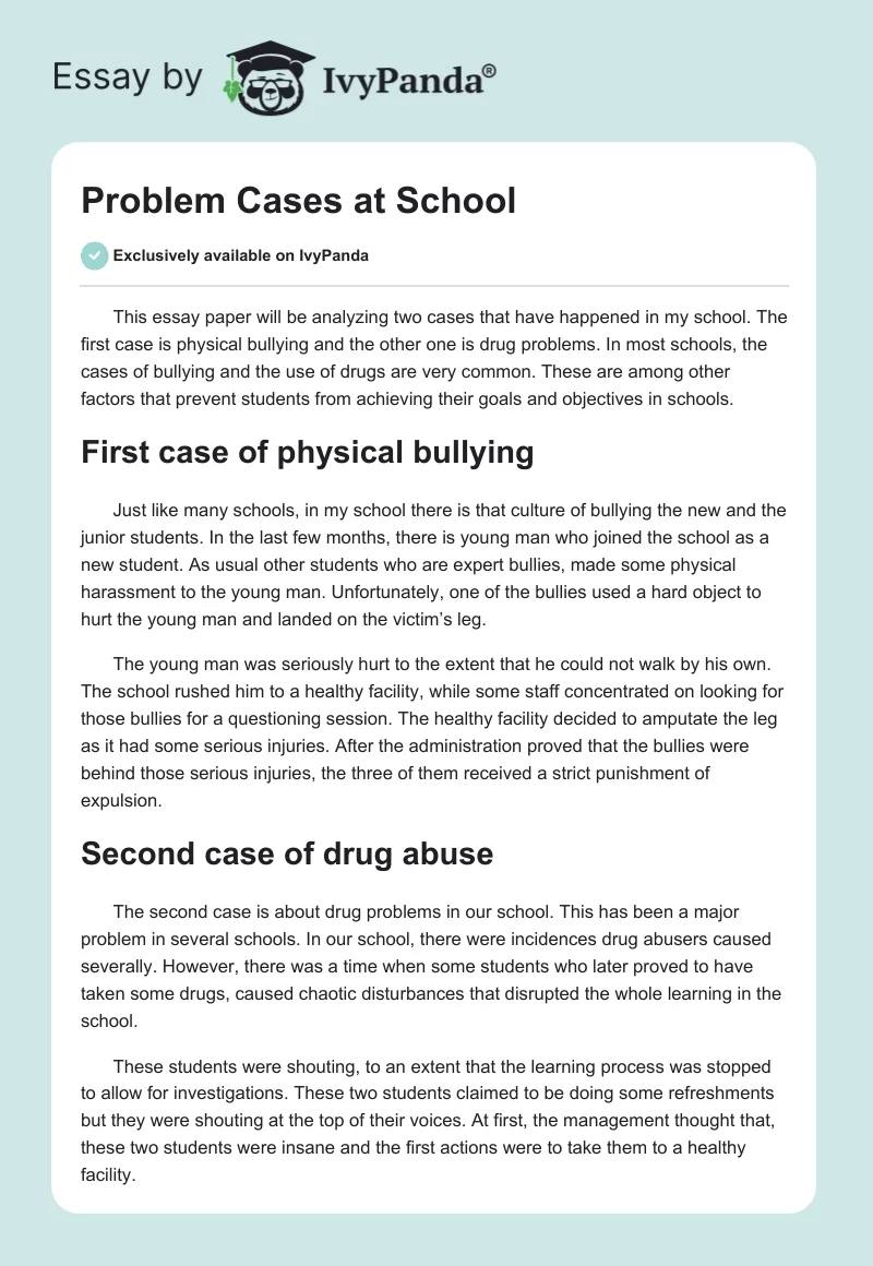 Problem Cases at School. Page 1