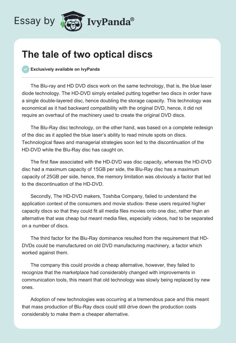 The tale of two optical discs. Page 1