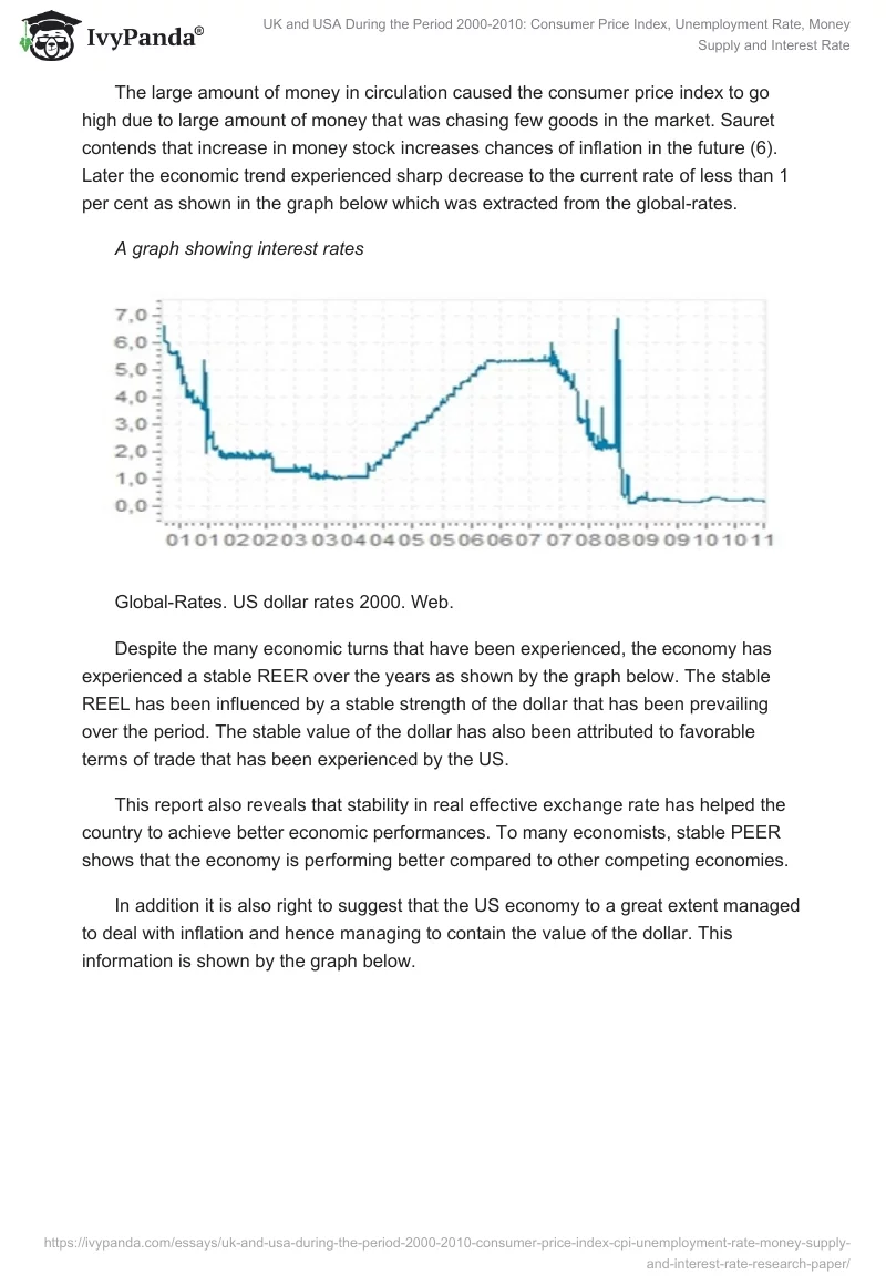 UK and USA During the Period 2000-2010: Consumer Price Index, Unemployment Rate, Money Supply and Interest Rate. Page 3